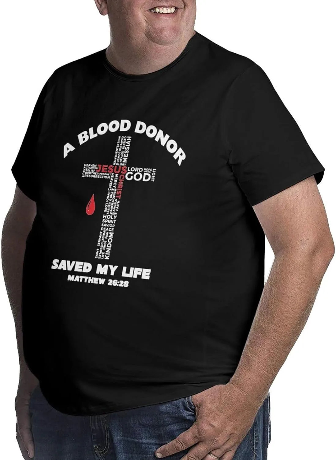 Футболка мужская с принтом "A Blood Donor Saved My Life", летняя, классическая, Large — фото 2