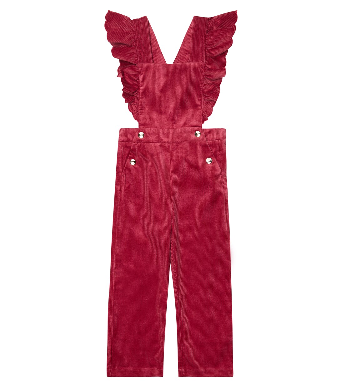 

Комбинезон из хлопкового вельвета с оборками Chloé Kids, розовый
