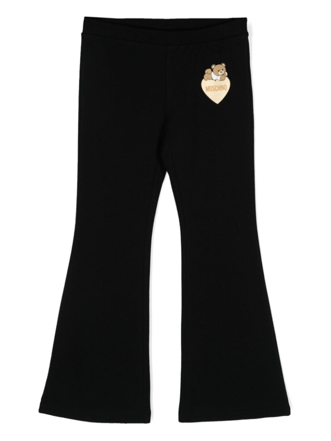 

Moschino Kids расклешенные брюки из джерси с логотипом, черный