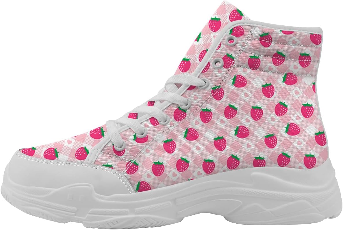 

Женские высокие кеды на шнуровке Strawberry из ткани, подарок для нее Quorax, белый