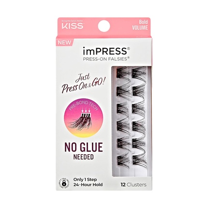 

KISS imPRESS Накладные ресницы Кластеры ресниц Falsies Bold Natural 12–14 мм В комплект входят 12 предварительно склеенных ресниц. Удобство для контактных линз. Легко наносится. Многоразовые ленточные ресницы.