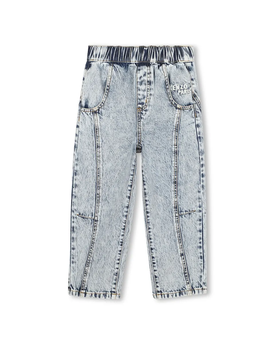 

Детские джинсы с эластичным хлопковым поясом Kenzo Kids, светло-голубой