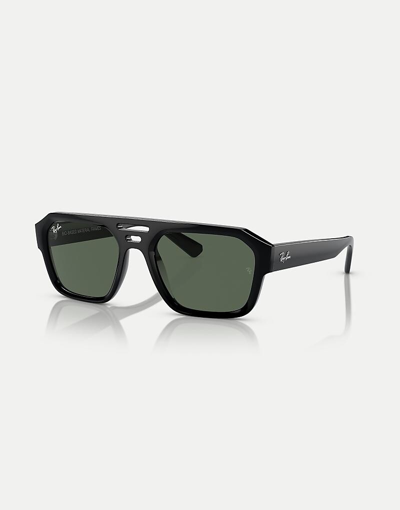 

Черные солнцезащитные очки Ray-Ban Corrigan неправильной формы с зелеными линзами