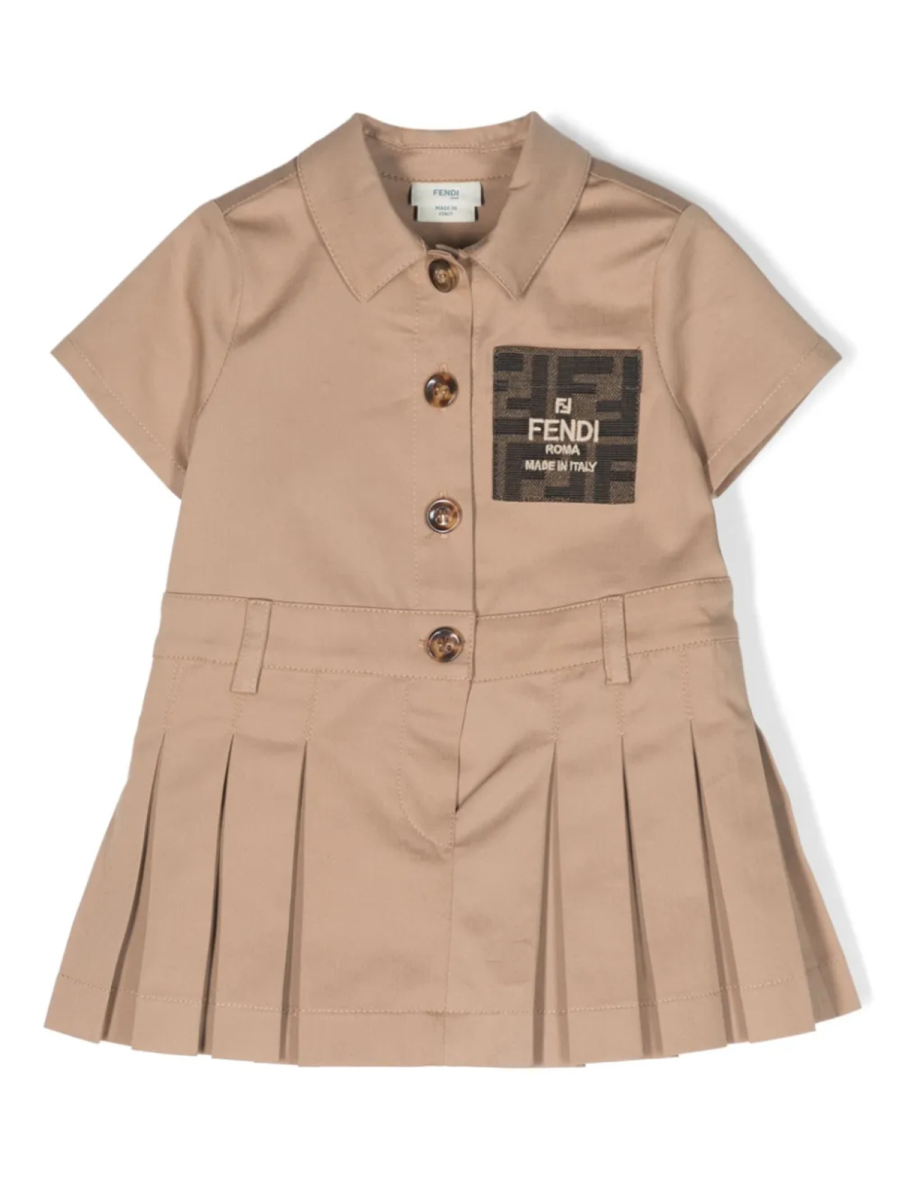 

Платье-рубашка с нашивкой-логотипом Fendi Kids, нейтральный
