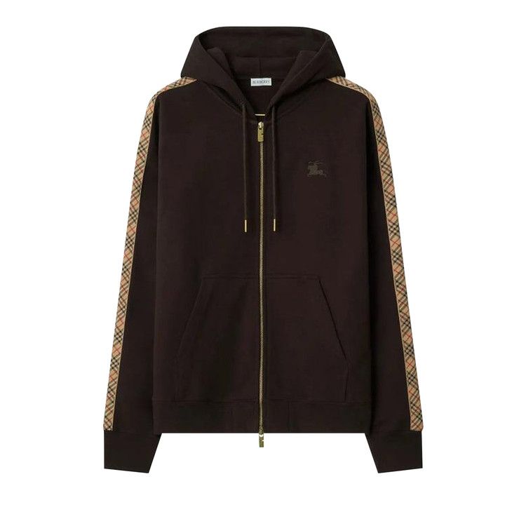 

Худи Burberry Check Trim Zip Hoodie, Clove Brown