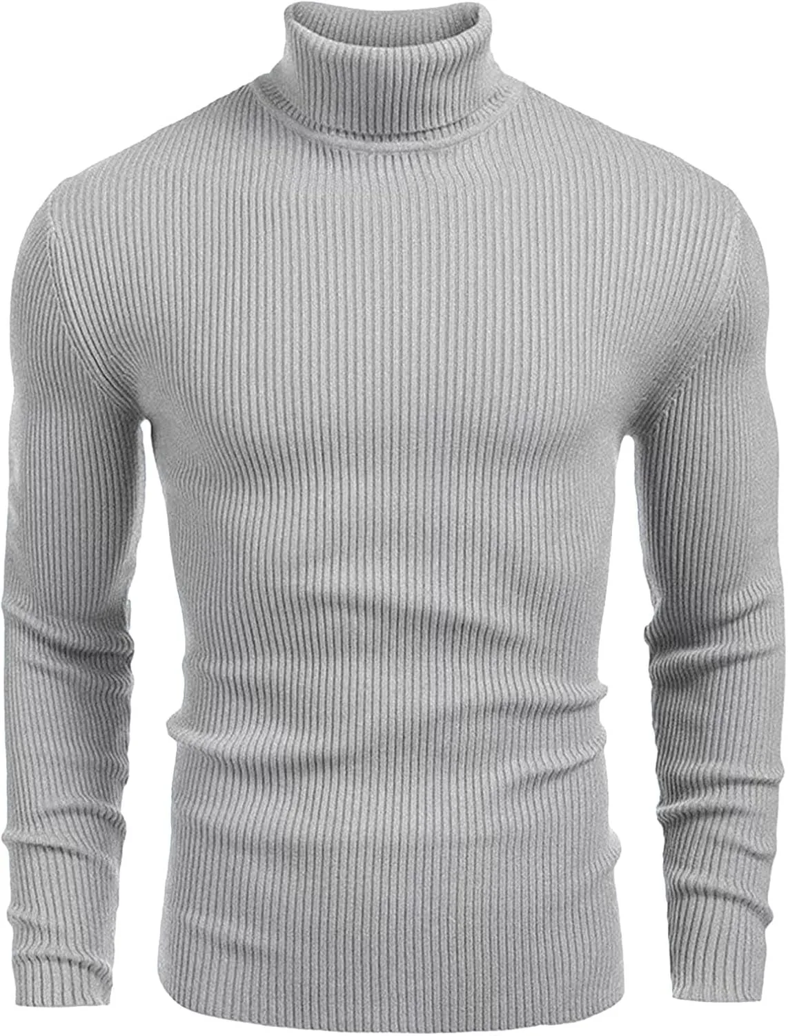 Мужской свитер с воротником-стойкой Slim Fit, теплый, с длинными рукавами, серый — фото 4