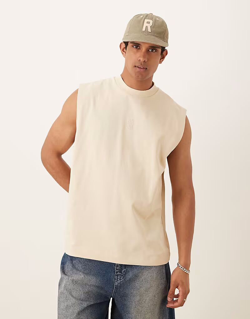 

ASOS DESIGN тяжелая большая майка 300 г/м² в каменном цвете
