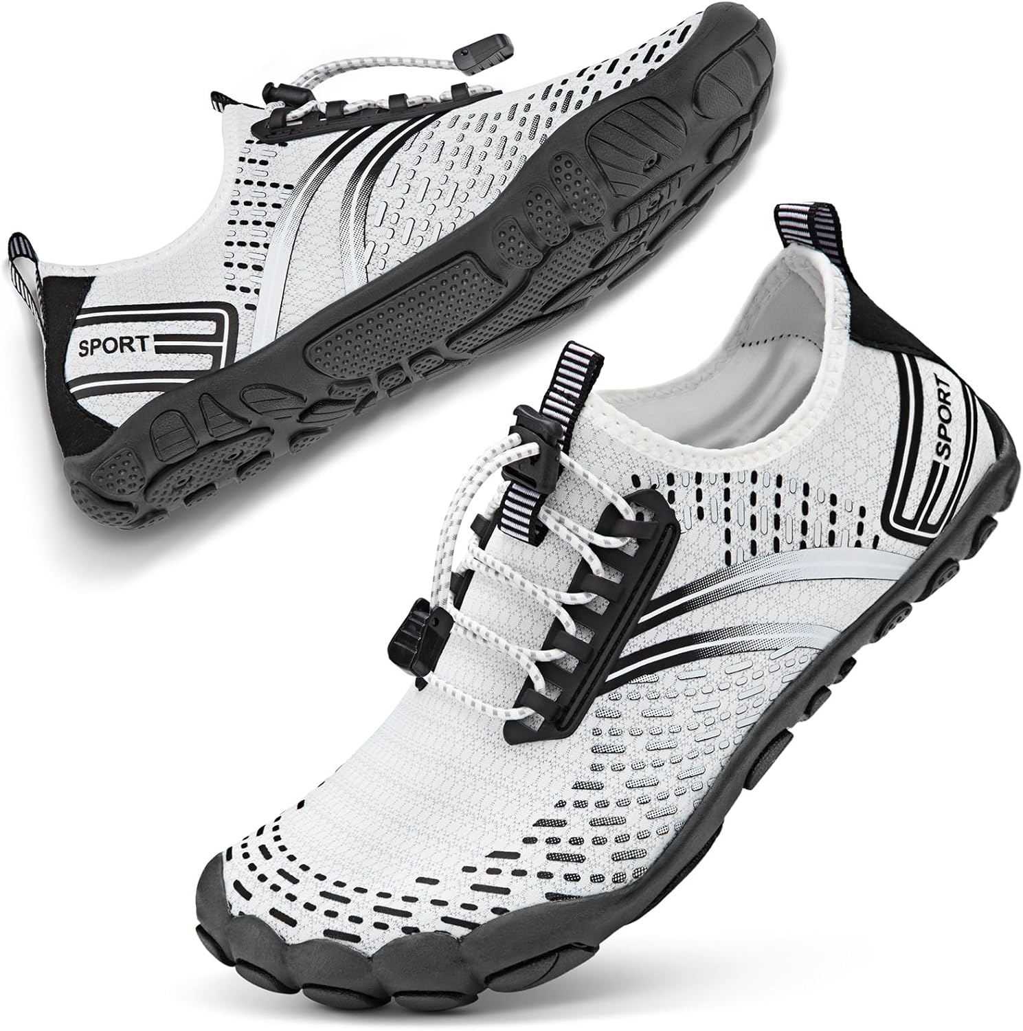 

Походные водные кроссовки для женщин и мужчин для пляжа и плавания ATHMILE, белый/черный