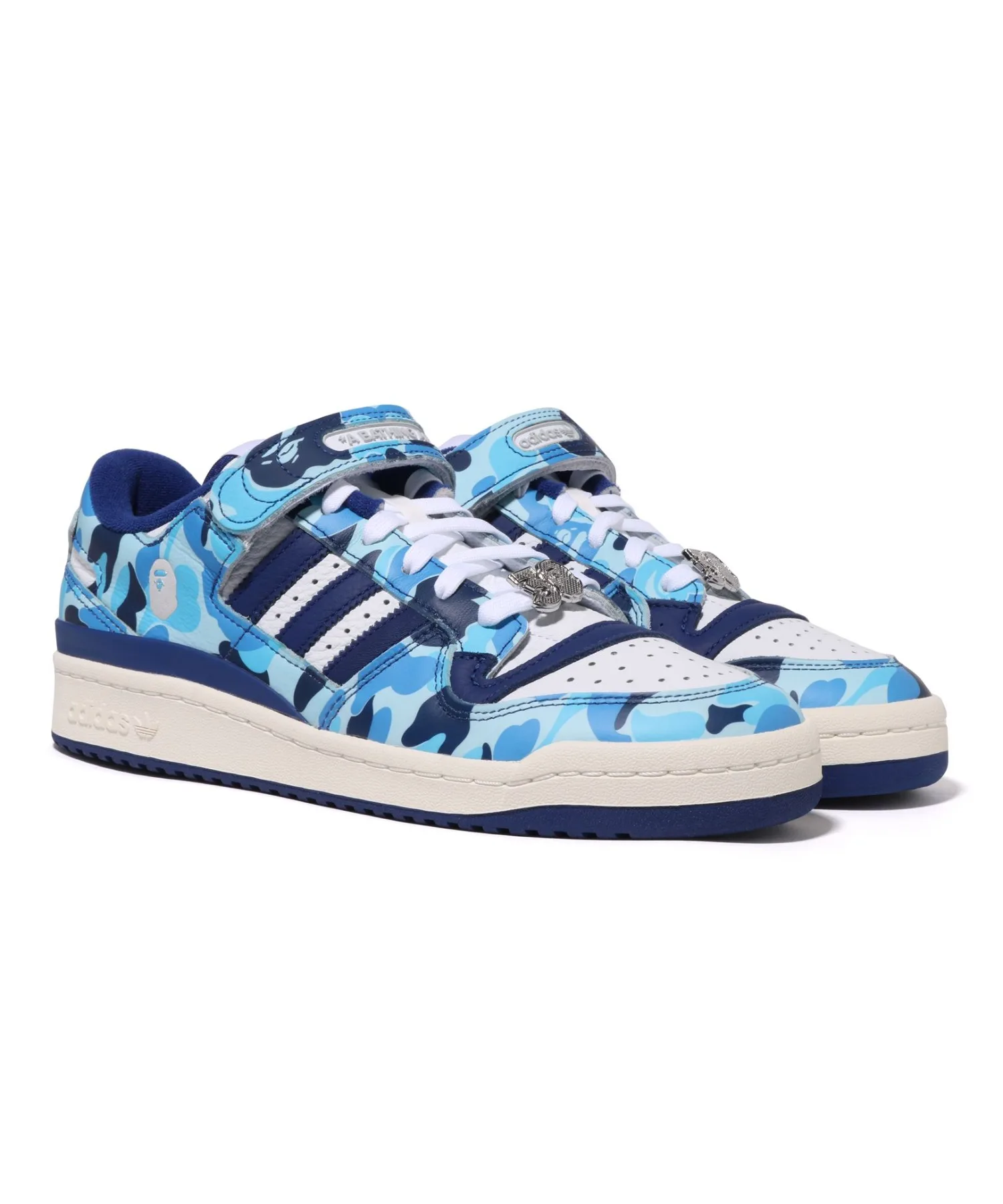 Мужские кроссовки из натуральной кожи Forum BAPE ABC CAMO белые/зеленые adidas Originals — фото 3