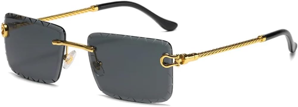 

Солнцезащитные очки с защитой UV400 | Без оправы, металлические градиентные линзы, стиль панк | Для женщин и мужчин, для занятий спортом на открытом воздухе и вождения DSVIGF, Gold-black