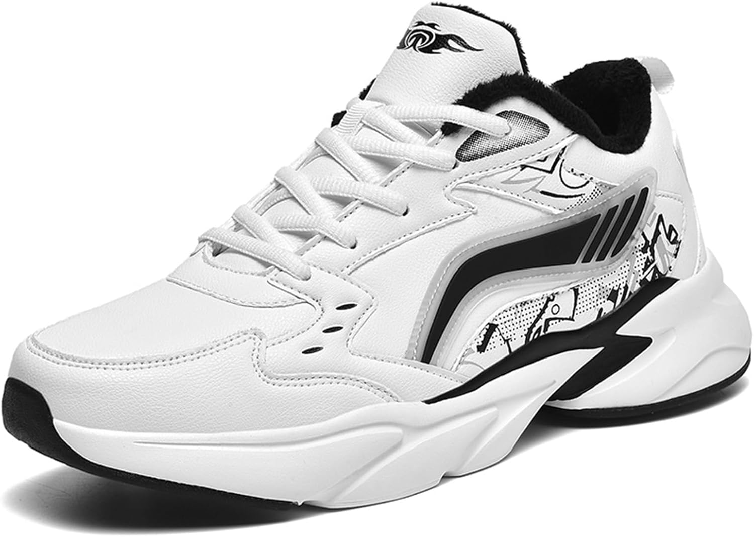 

Осенне-зимние мужские повседневные спортивные кроссовки для бега и ходьбы, противоскользящие, прочные, теплые, большого размера Generic, белый