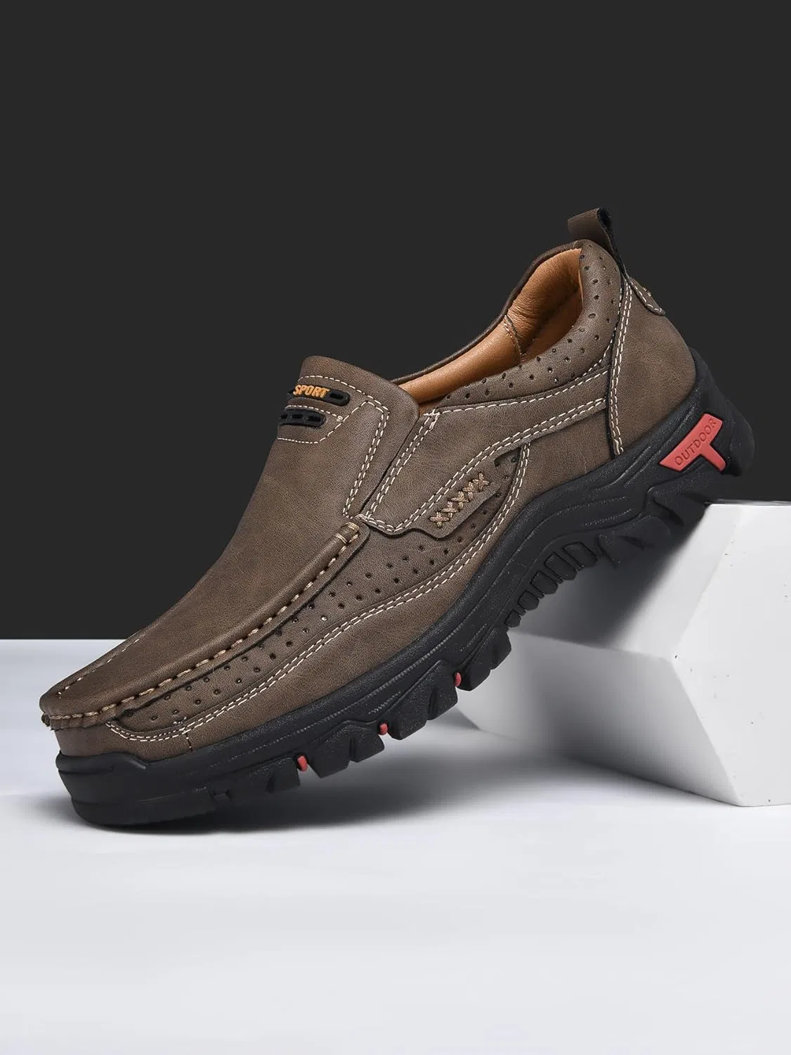 Мокасины кожаные повседневные, Loafers, светло-коричневый Tsuukuie — фото 3