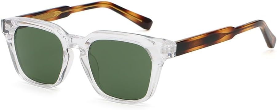 

модные солнцезащитные очки для мужчин из ацетата, унисекс, квадратные солнцезащитные очки для женщин, мужские, с леопардовым принтом, зеленые, летний стиль, дамские WNCKSQ, Clear Pattern Green