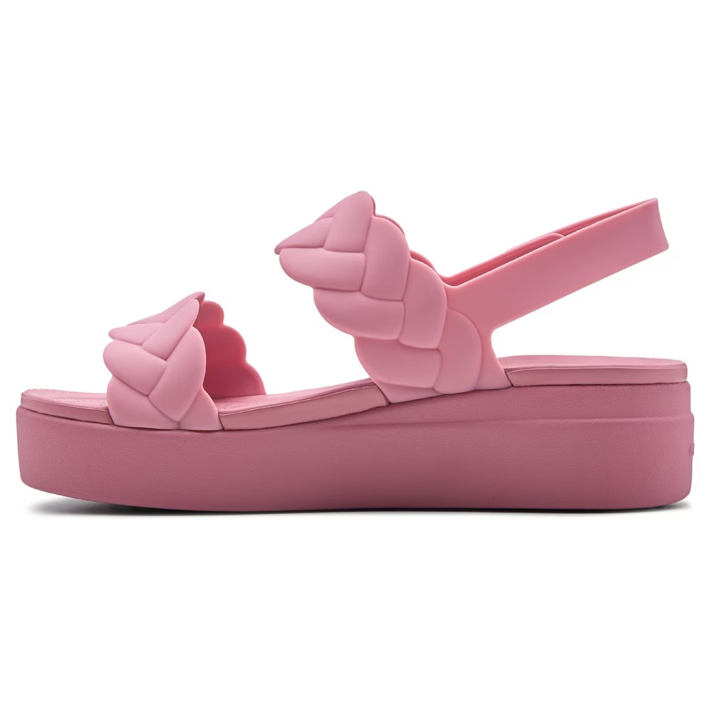 Плетеные сандалии на платформе Brooklyn Crocs, rosette pink — фото 3