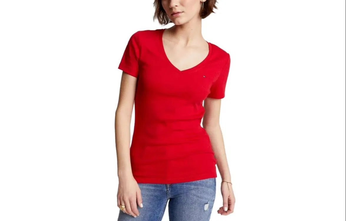 Футболка Favorite V-Neck женская красная Tommy Hilfiger, Red