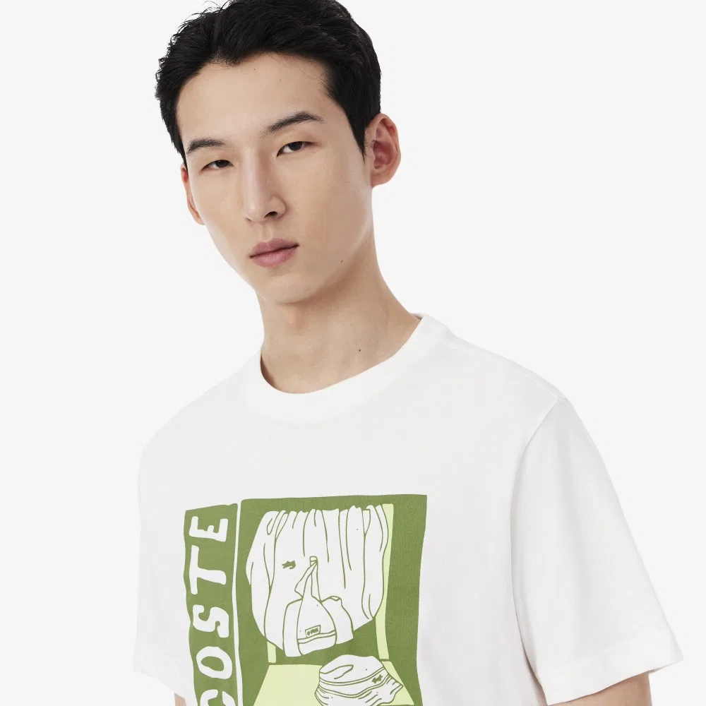 Футболка мужская Lacoste с графическим принтом, для тренировок, белый — фото 2