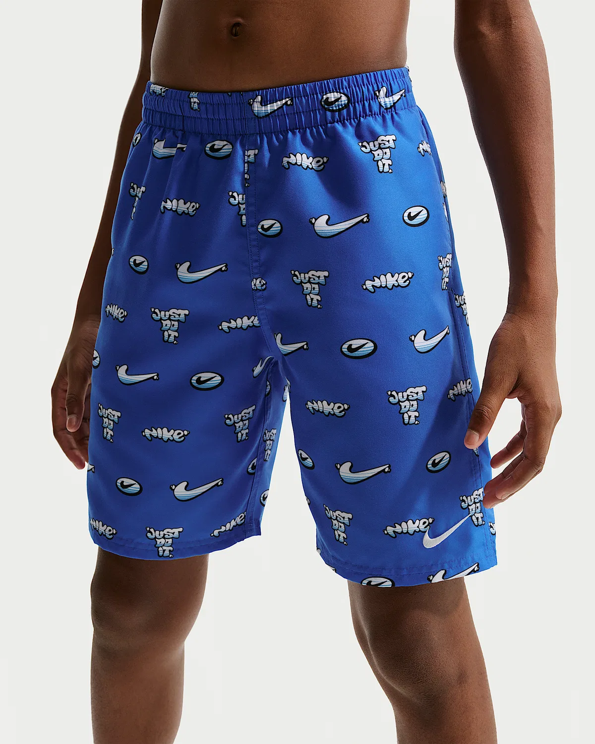 Детские (мальчиковые) плавки Nike Swim Breaker 7" с боксерской подкладкой, Blue Crystal/Blue Crystal/Blue Crystal/White — фото 2
