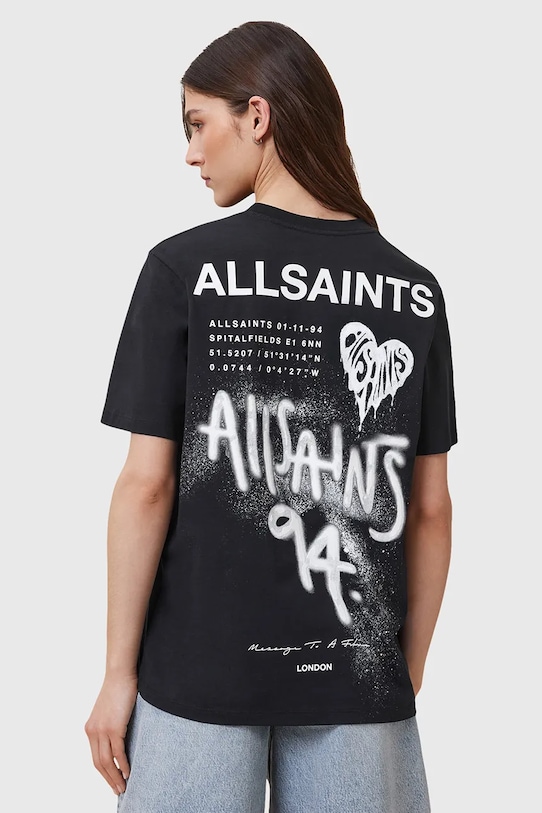 

Хлопковая футболка POSTER Allsaints, черный