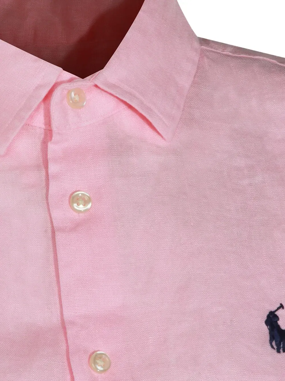 Рубашка изо льна с вышивкой логотипа POLO RALPH LAUREN, розовый — фото 4