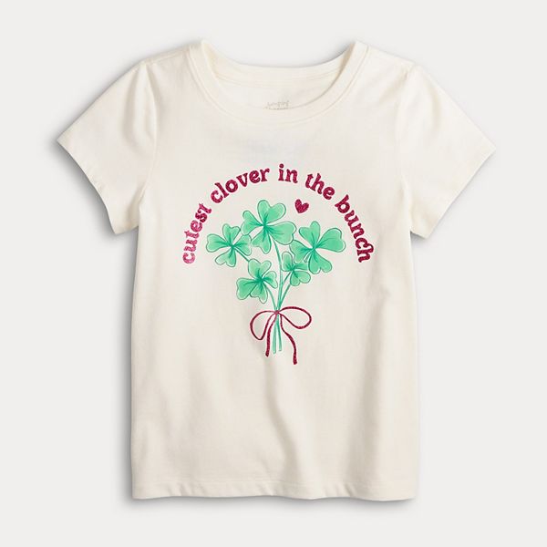 

Футболка с принтом для девочек 4-12 Jumping Beans, Clover Bunch Ivory