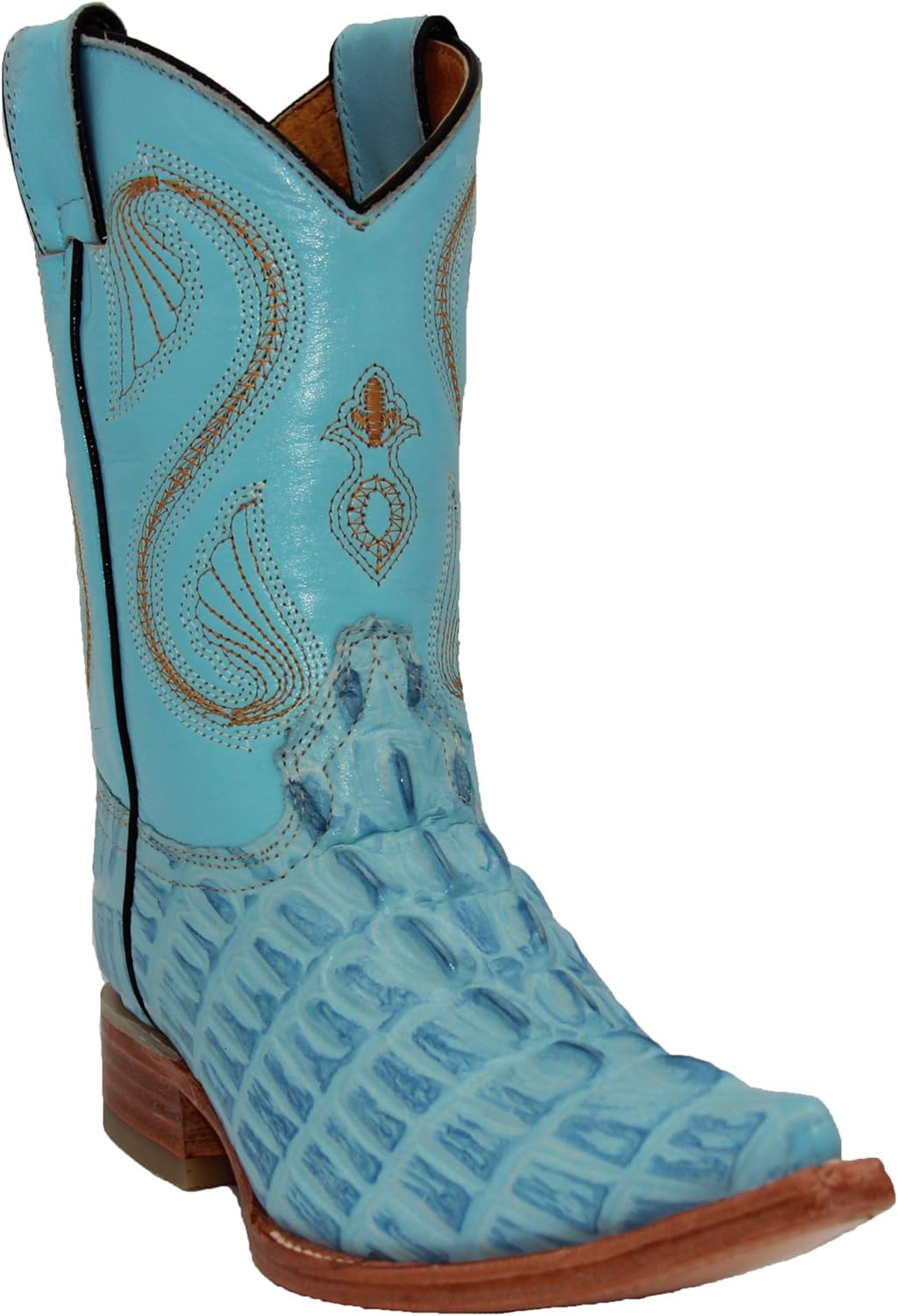 

Детские сапоги в стиле Дикий Запад с принтом крокодила и аллигатора для малышей и маленьких детей The Western Shops, голубой