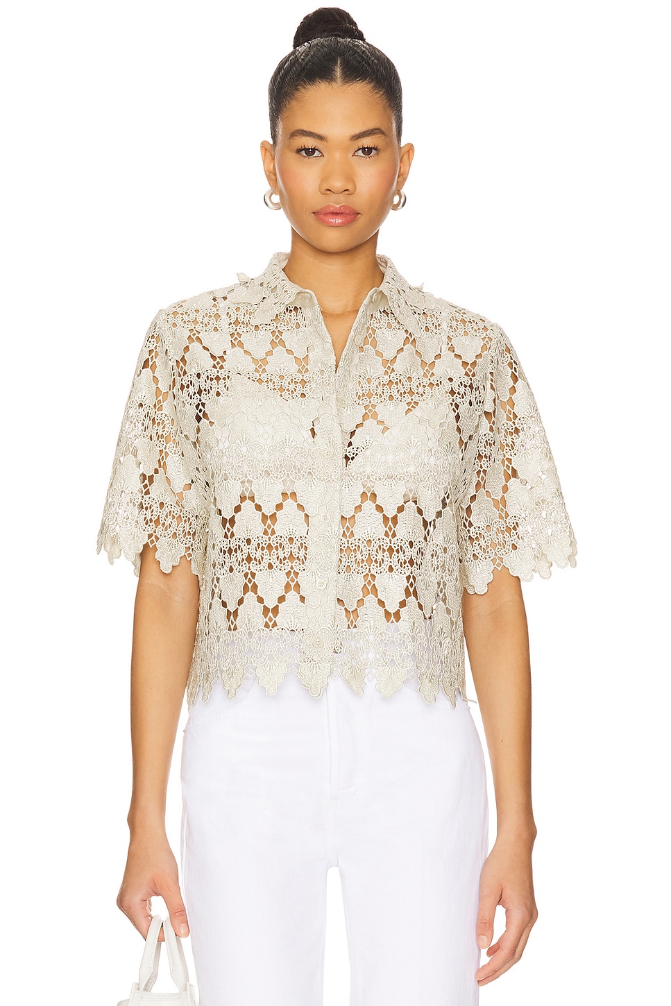 

Кружевная рубашка на пуговицах Frame, soft mint