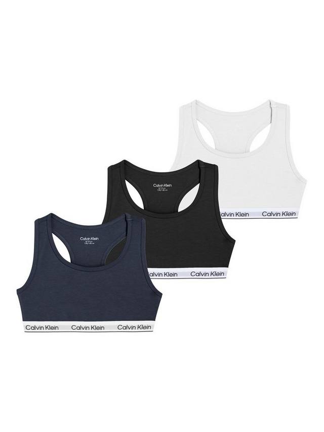 

Детский боди-бралетте ICONS из хлопка Calvin Klein, Pack of 3, Black/White/Blue