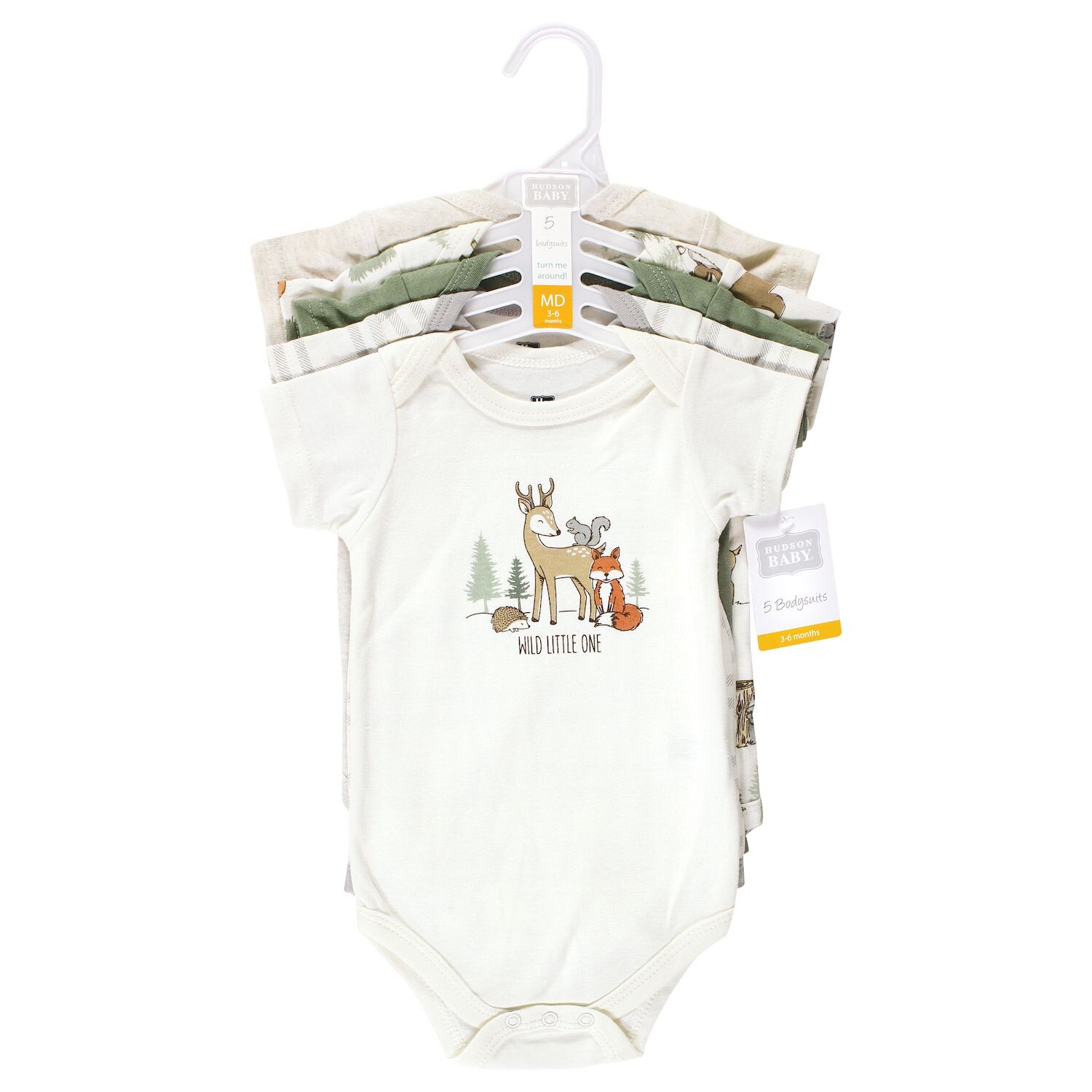 Детские хлопковые боди унисекс Hudson Baby, 5 шт. в упаковке с изображением лесных животных Hudson Baby
