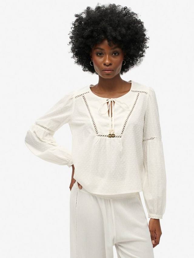 

Топ Ibiza Cotton Dobby с завязкой на шее Superdry, Off White