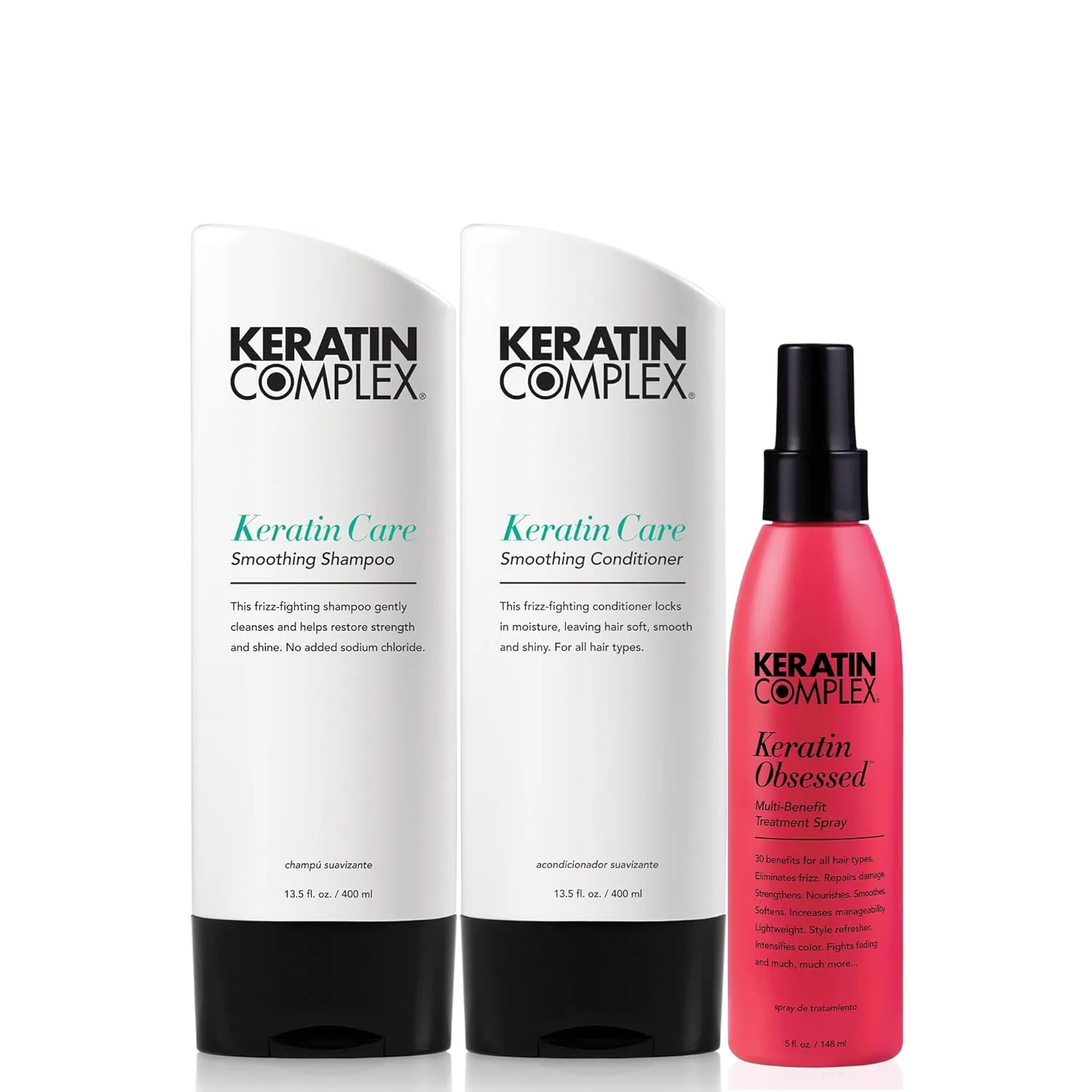 Набор для розничной продажи Keratin Complex, включающий шампунь, кондиционер и крем Keratin Obsessed объемом 5 унций.