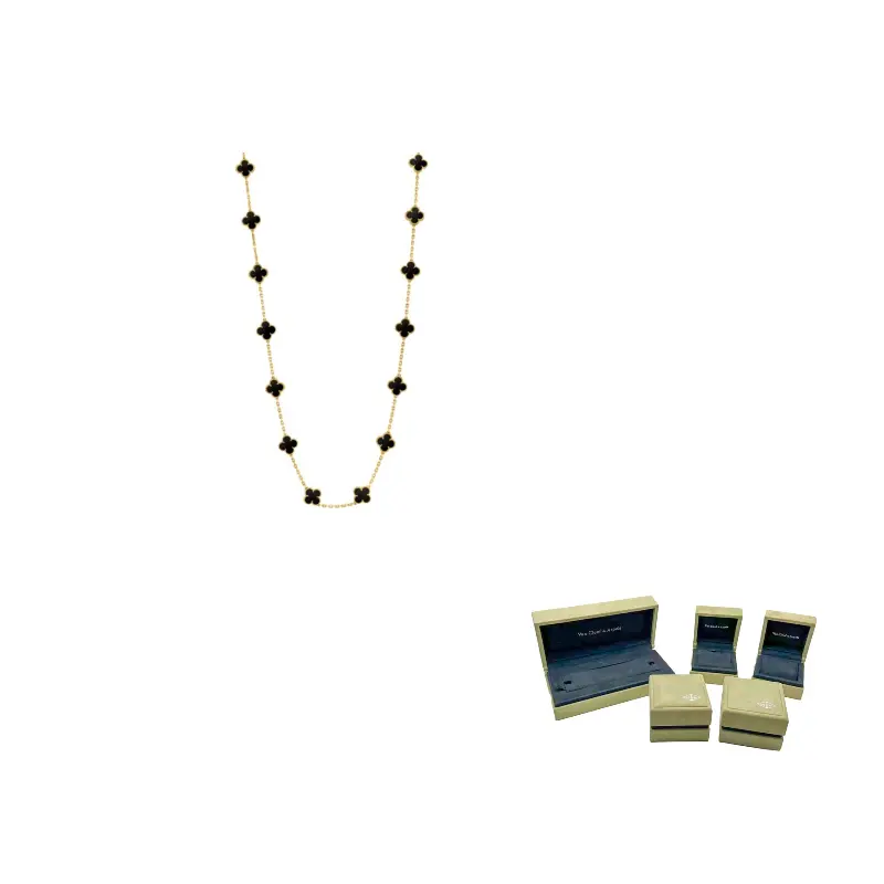 

Van Cleef & Arpels 18K Yellow Gold Pure Alhambra ожерелье с ониксом