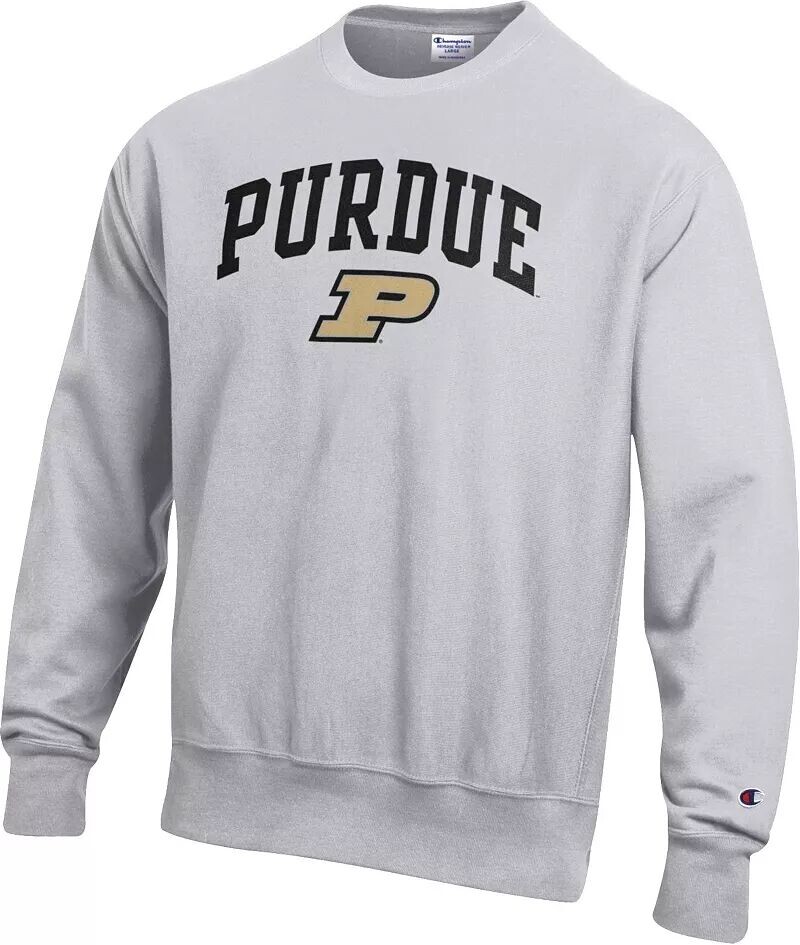 

Мужская серая толстовка с круглым вырезом обратного переплетения Champion Purdue Boilermakers