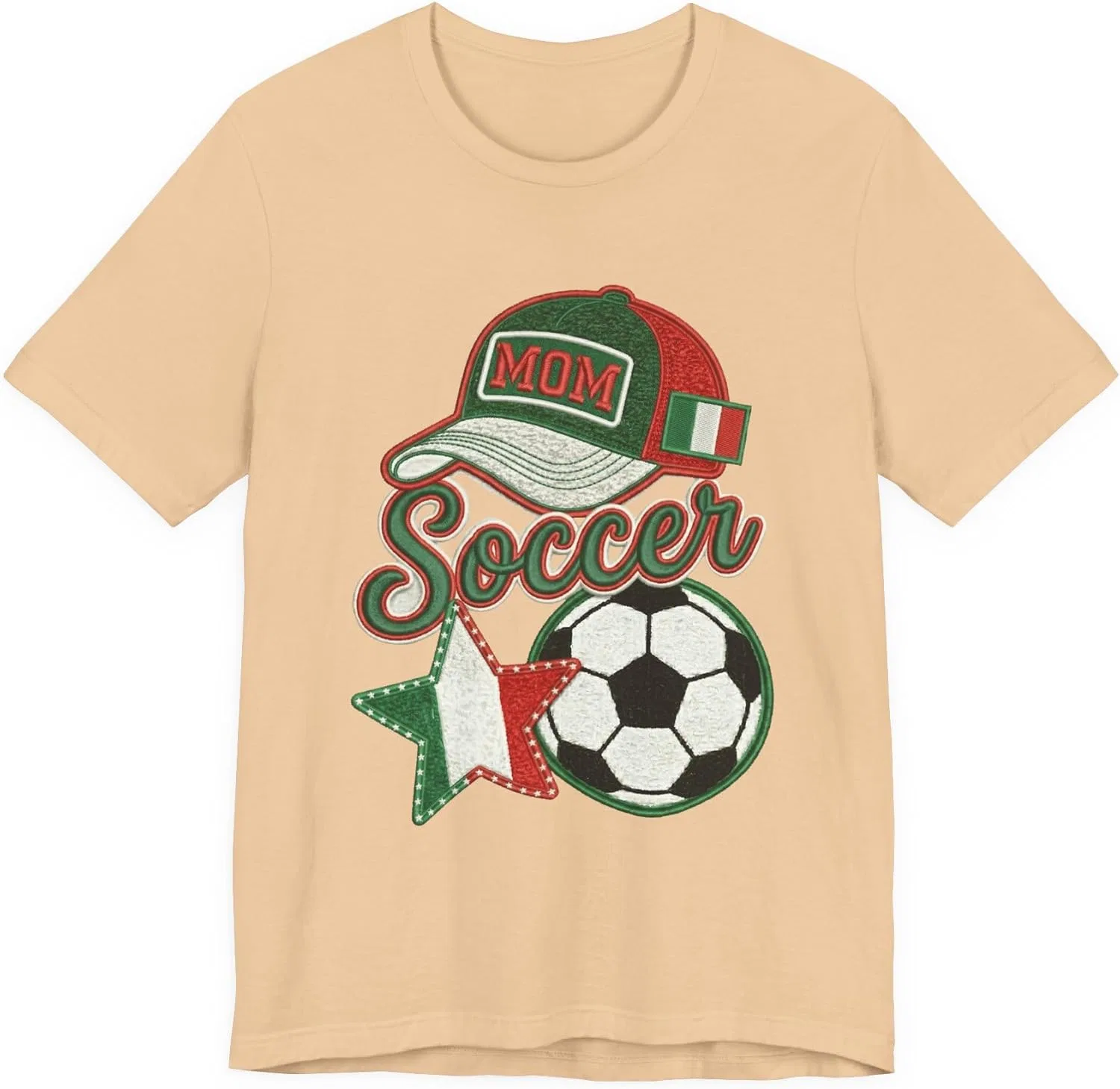 Футболка с принтом Mom Soccer Cap and Ball, итальянский флаг, звезда, Sand Dune