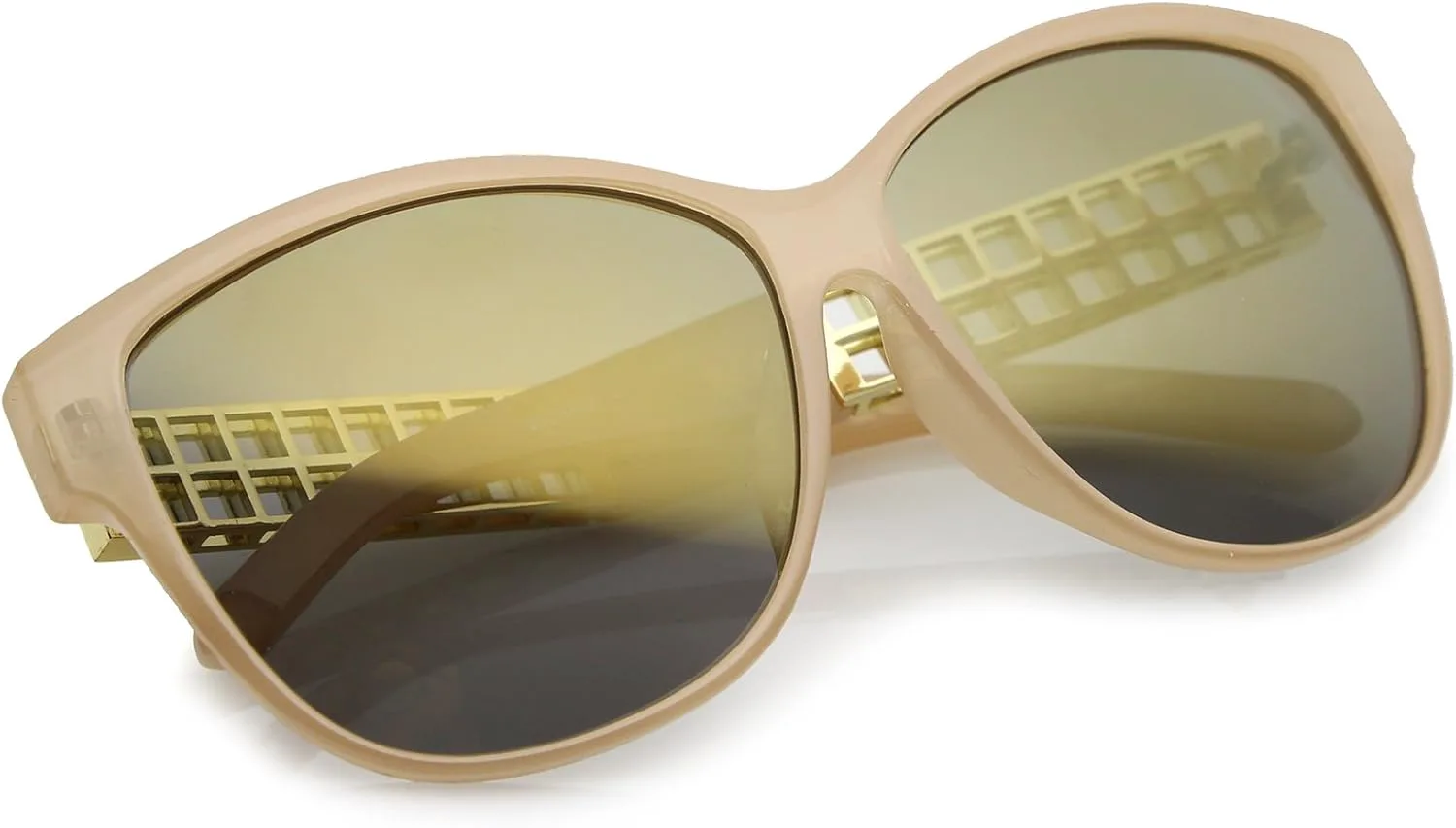 

Солнцезащитные очки zeroUV Oversize в роговой оправе с металлическими дужками, зеркальные, квадратные линзы, «кошачий глаз», 62 мм, Creme-gold / Gold Mirror