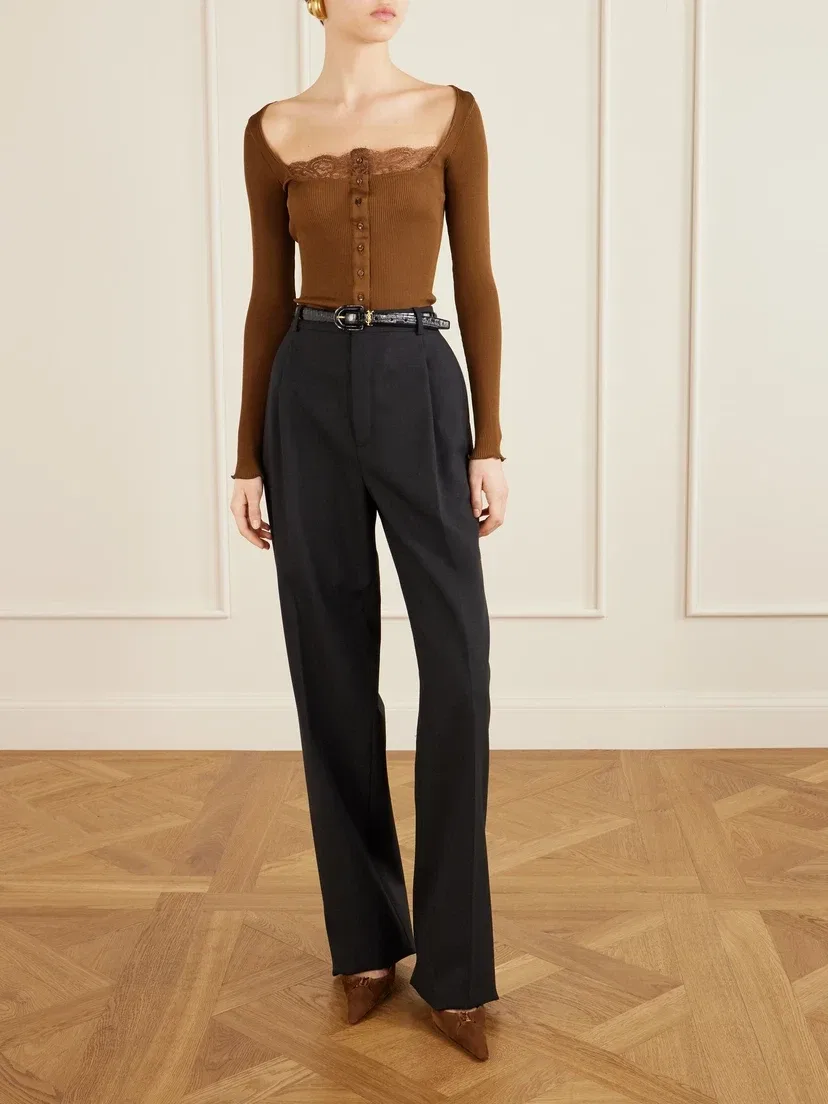 Туфли на ремешке с замшей Babylone SAINT LAURENT, коричневый — фото 4