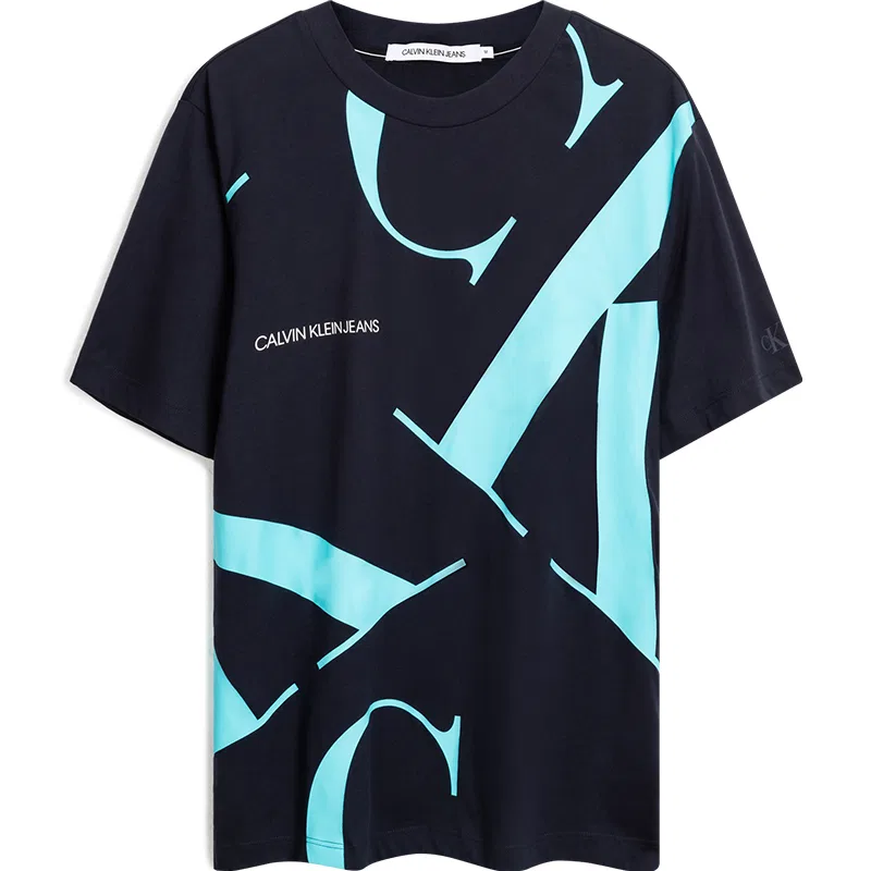Calvin Klein Футболка CK Unisex с синим принтом на черном фоне