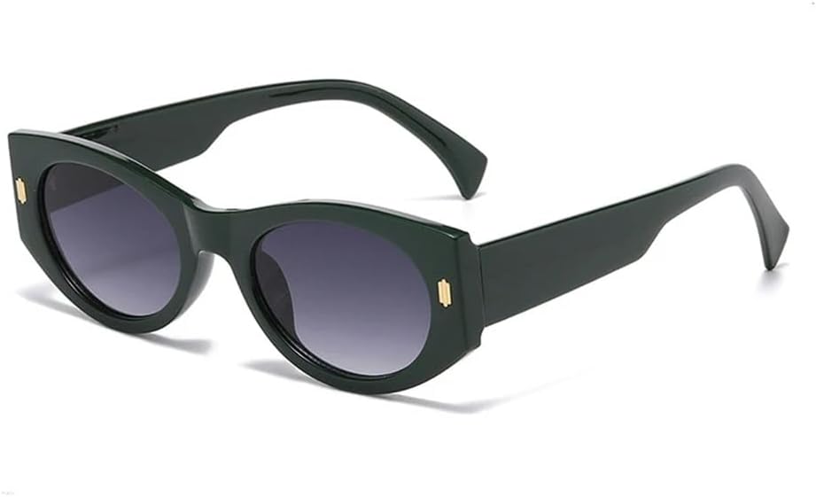 

Модные солнцезащитные очки «кошачий глаз» для женщин, ретро-очки с заклепками для мужчин, градиентные солнцезащитные очки с защитой от УФ-излучения UV400 KTUCN, Dark Green Gray