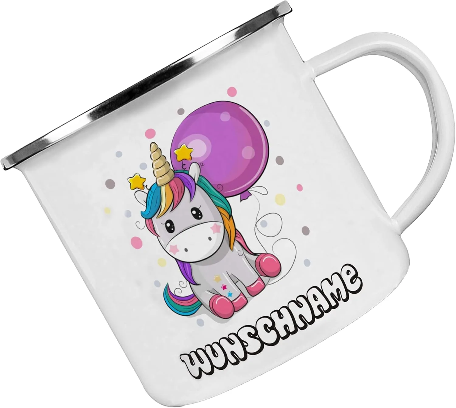 Кружка эмалированная с именем и надписью 'Unicorn' Crealuxe