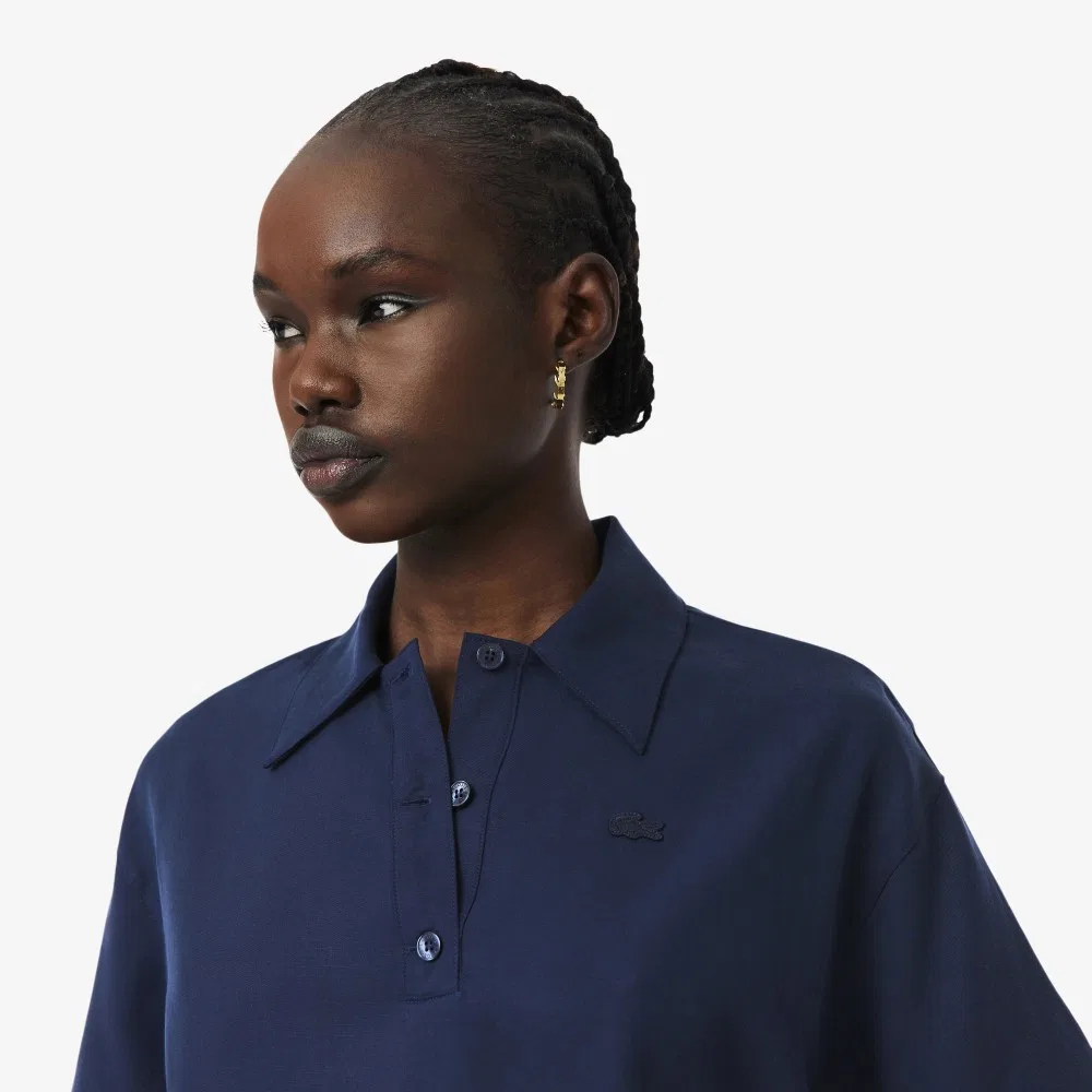 Топ-поло Lacoste из смесового льна, тёмно-синий — фото 2