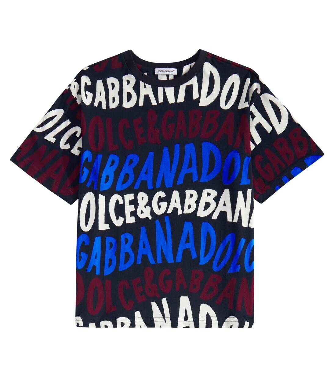 

Футболка из хлопкового джерси с логотипом Dolce&Gabbana Kids, цвет dg fdo blu