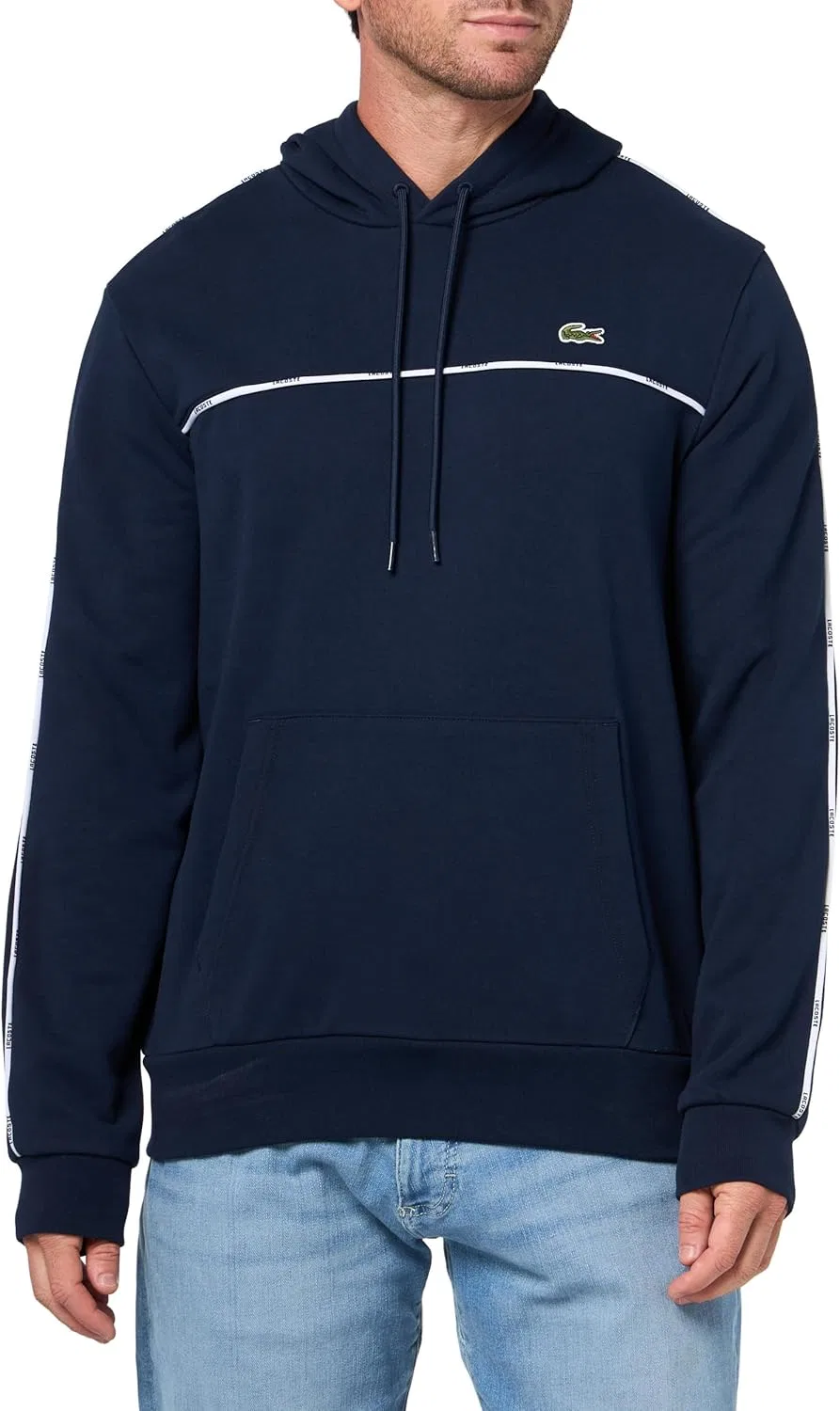 Толстовка с капюшоном Lacoste, классическая посадка, синий — фото 4