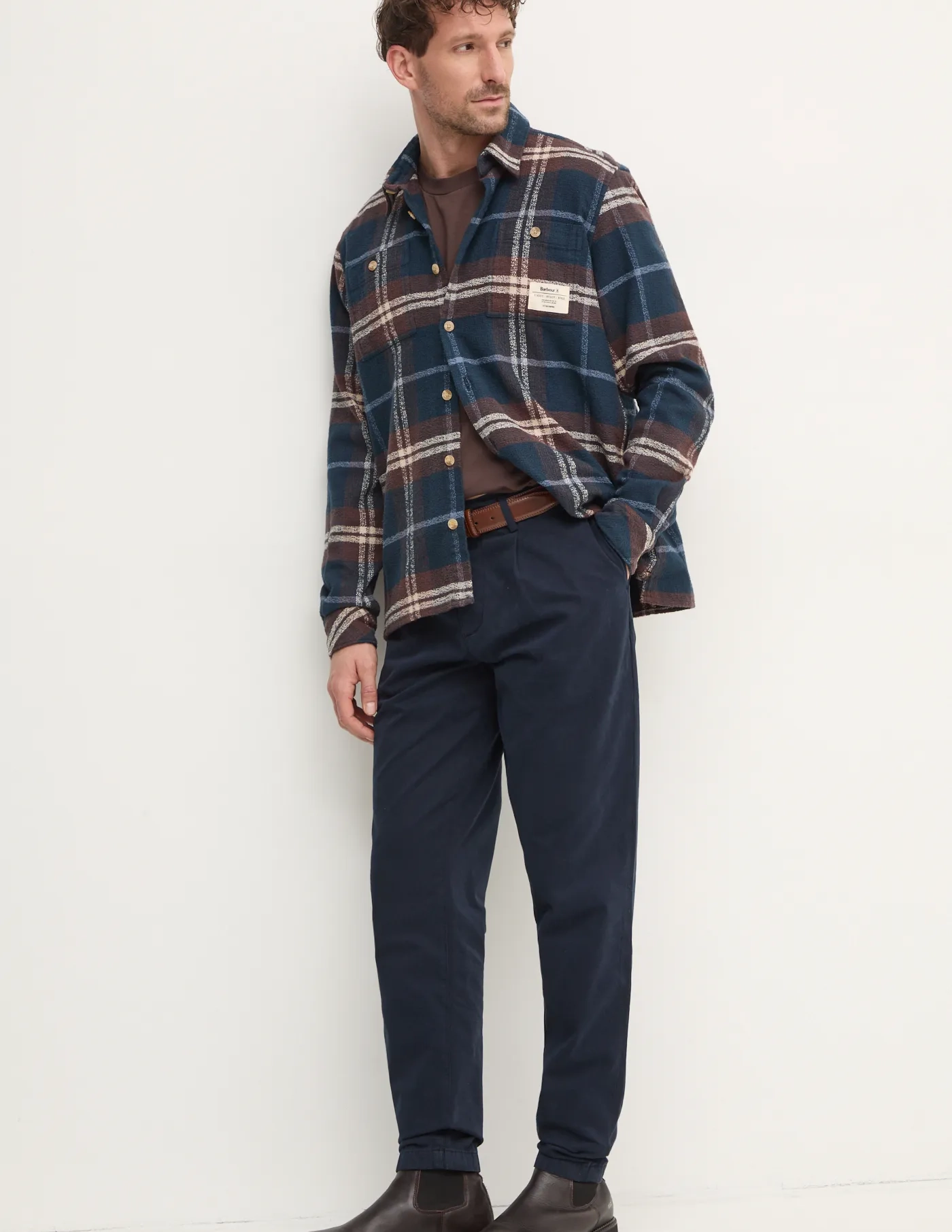 

Хлопковая футболка Barbour, коричневый