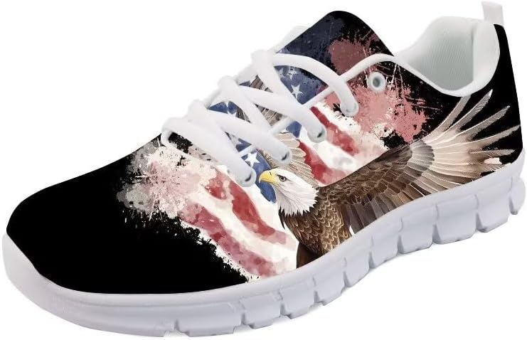 

Женские спортивные кроссовки Forchrinse с принтом американского флага и смелого орла, кроссовки для мужчин и женщин, обувь USA, президентская независимость, черный