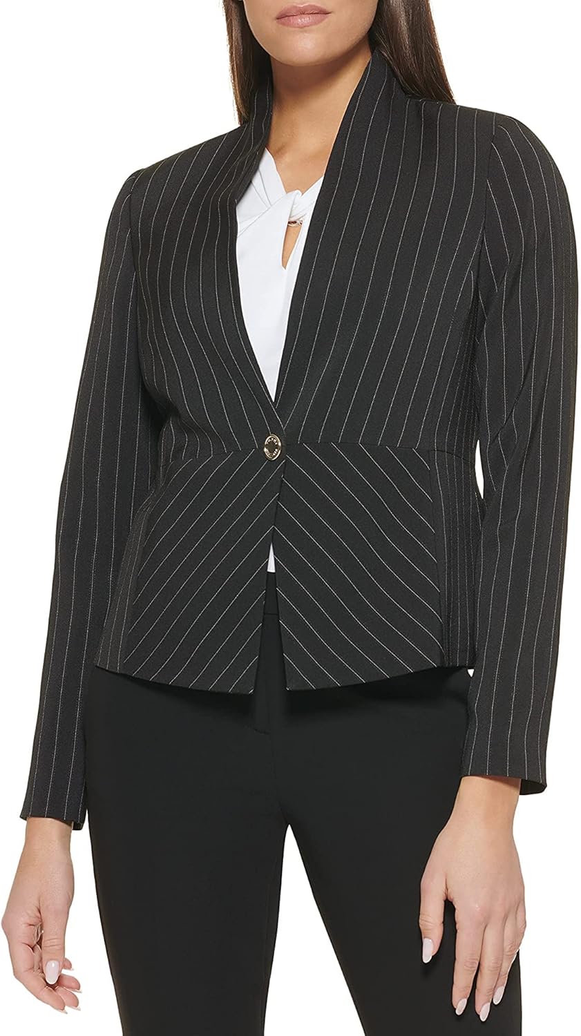 

Мужской блейзер Tommy Hilfiger в полоску на кнопках, Black/Ivory