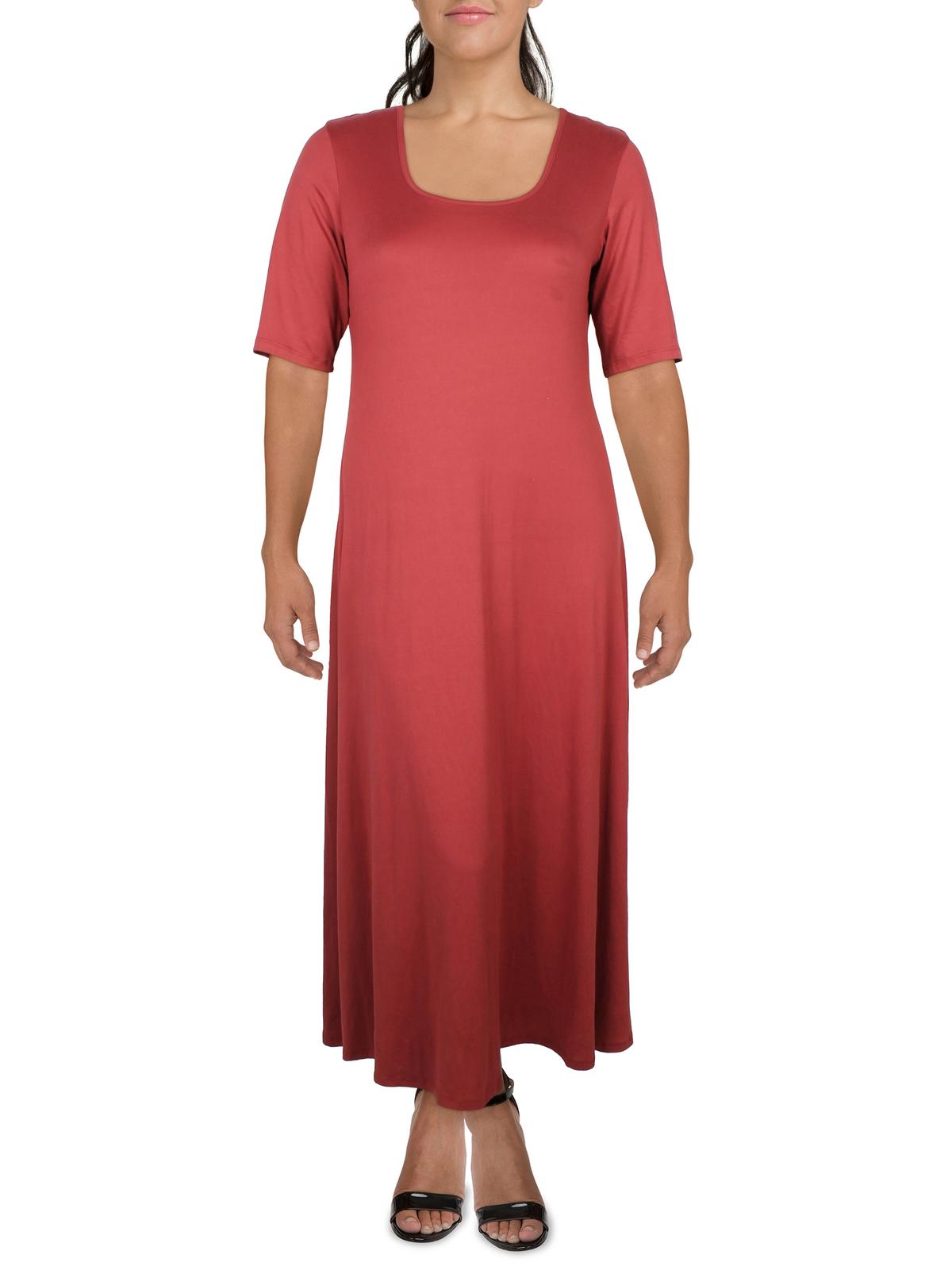 

Плюс Женское Длинное Платье Макси С Коротким Рукавом 24seven Comfort Apparel, цвет brick