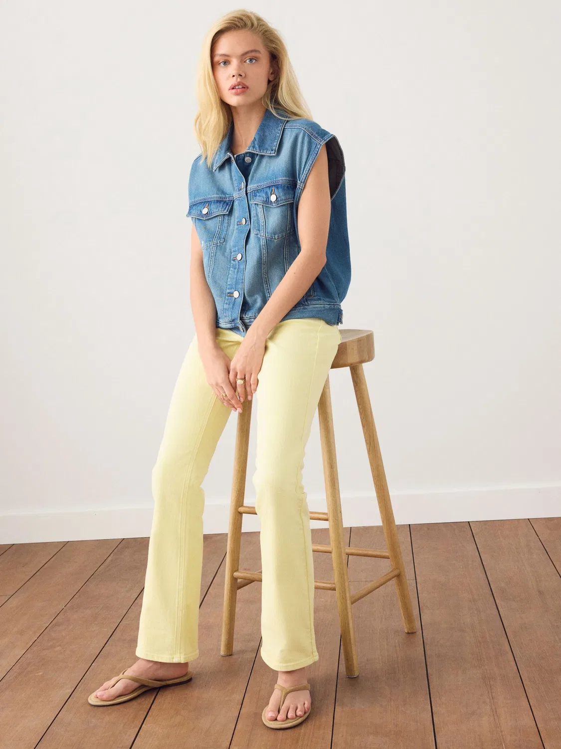 Джинсы-клеш Next, Pastel Yellow — фото 4