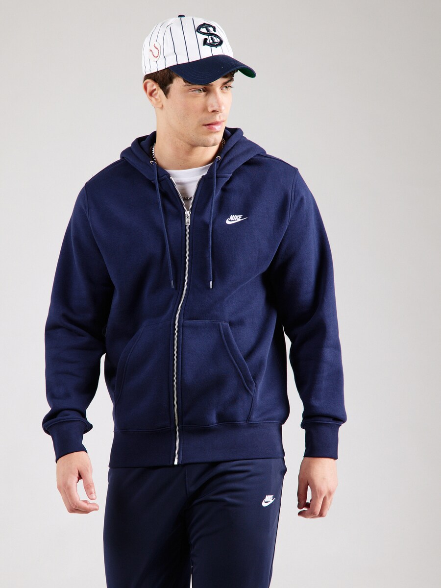 Толстовка с капюшоном на молнии Nike Sportswear CLUB, темно-синий — фото 3