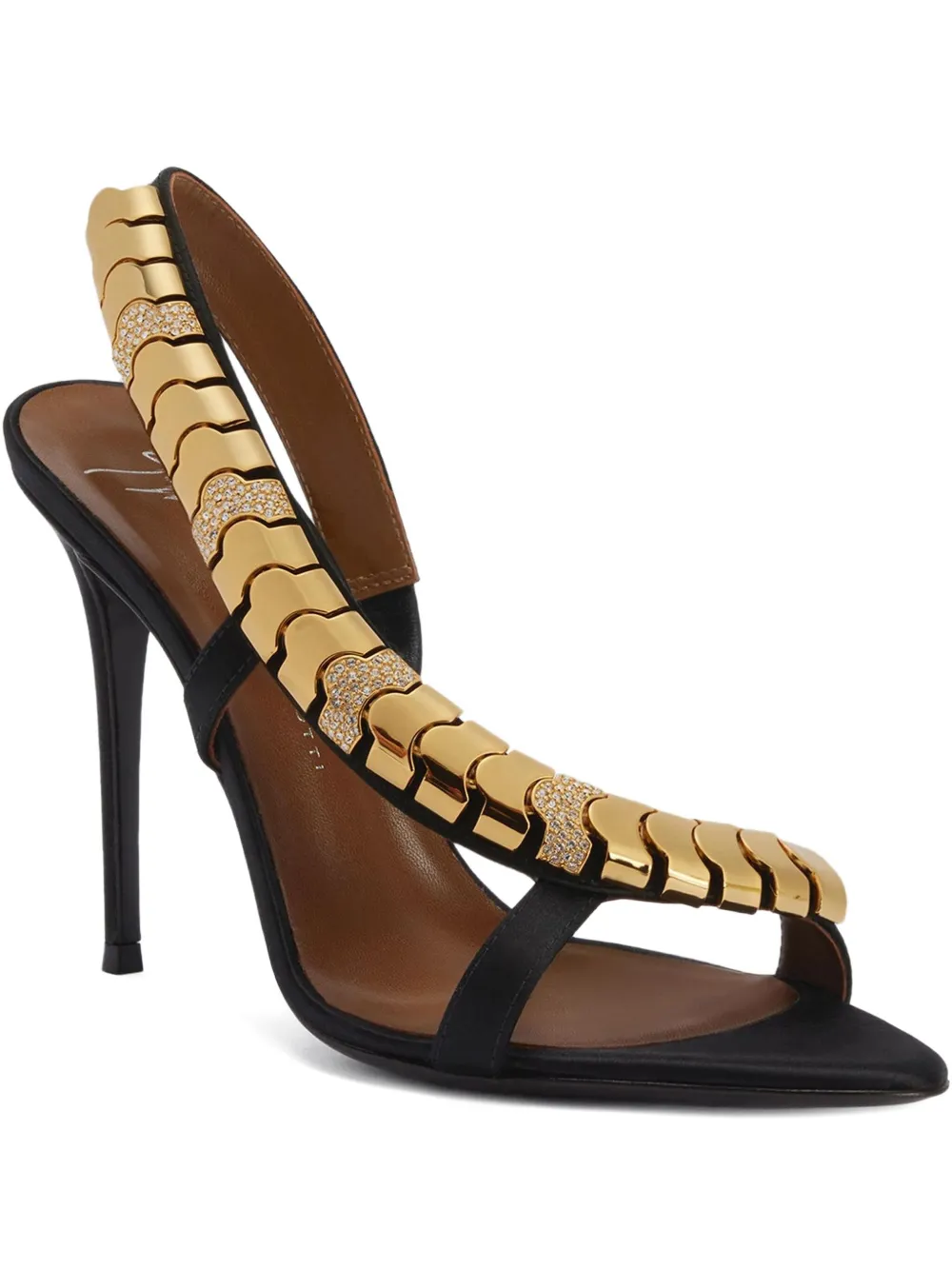 Атласные босоножки Dafne 105 с ремешком на пятке Giuseppe Zanotti, черный