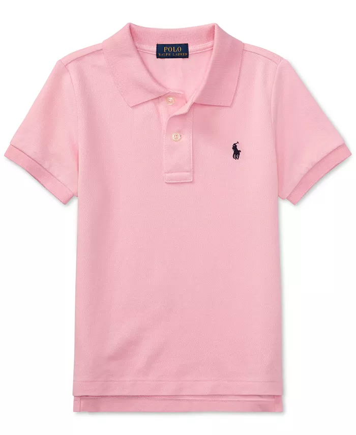 Детская и мальчиковая хлопковая поло с сетчатой тканью Polo Ralph Lauren, розовый — фото 2