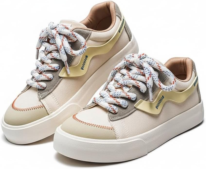 

Мужская повседневная обувь для скейтборда с низким верхом из текстиля, легкие и дышащие кроссовки с противоскользящей резиновой подошвой для лета Ctkvbmeoi, бежевый